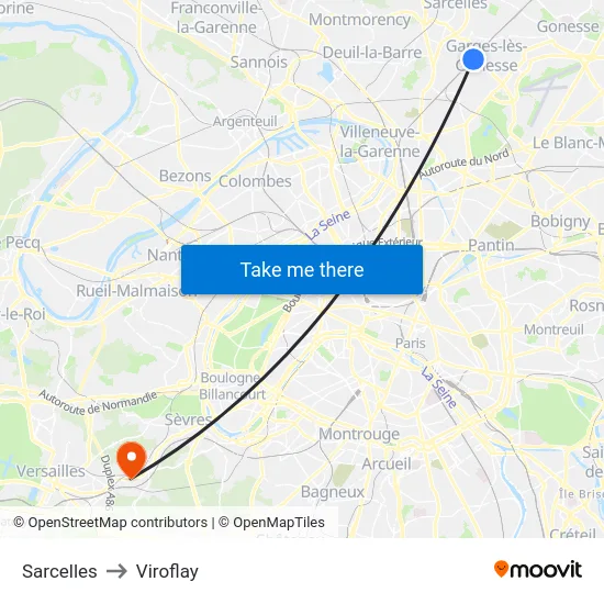 Sarcelles to Viroflay map