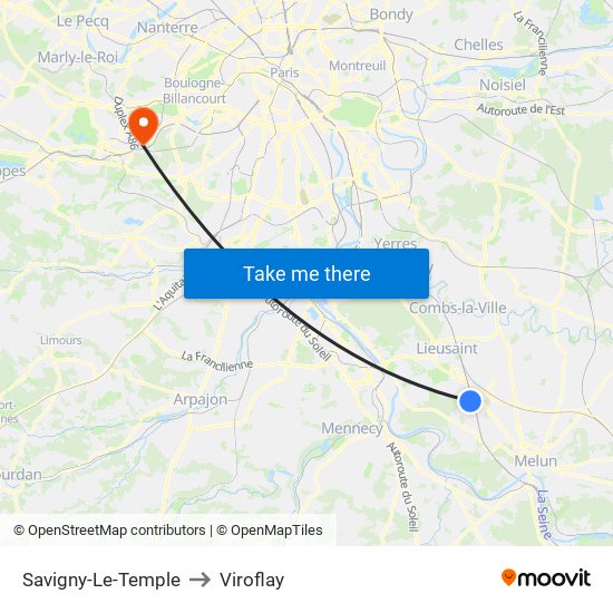 Savigny-Le-Temple to Viroflay map