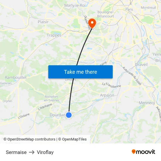 Sermaise to Viroflay map