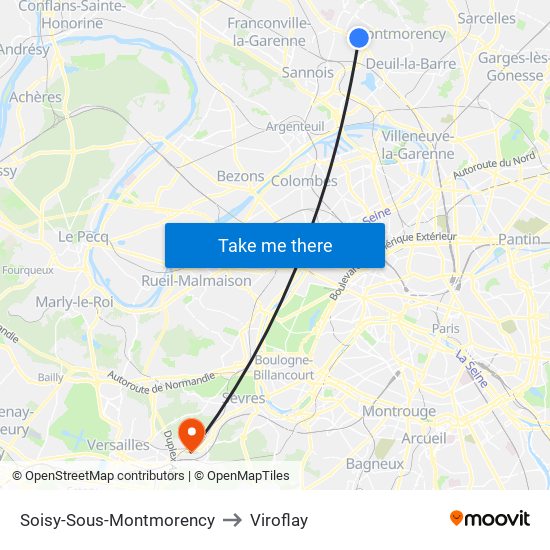 Soisy-Sous-Montmorency to Viroflay map