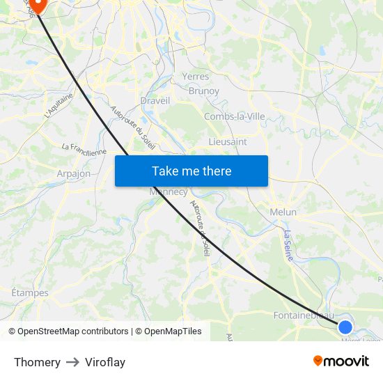 Thomery to Viroflay map