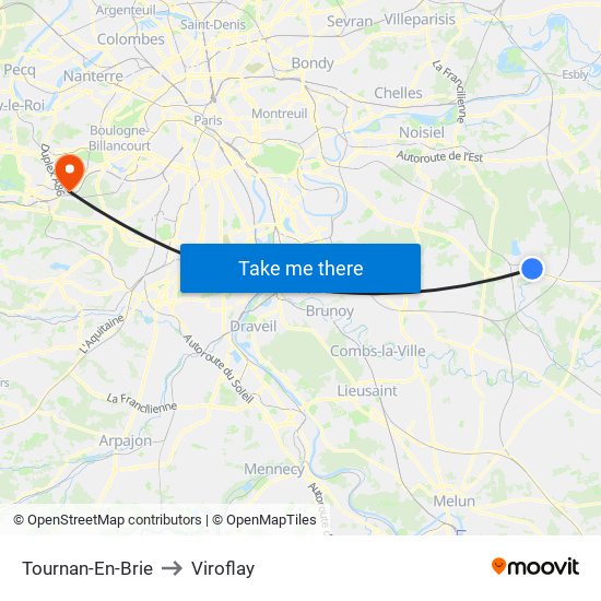 Tournan-En-Brie to Viroflay map