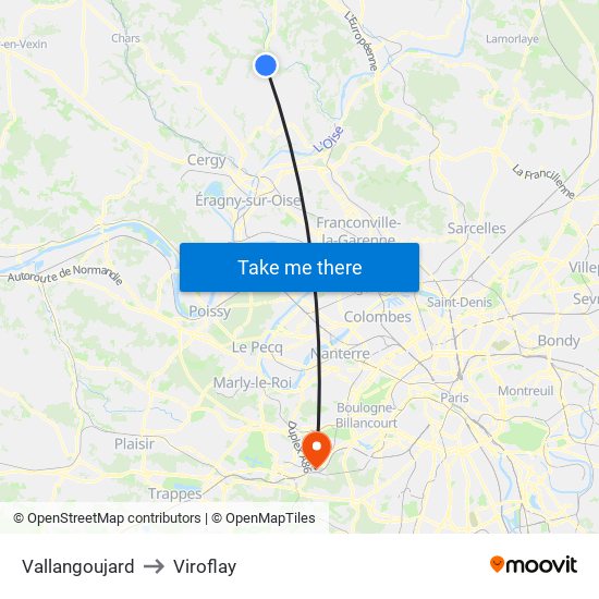 Vallangoujard to Viroflay map