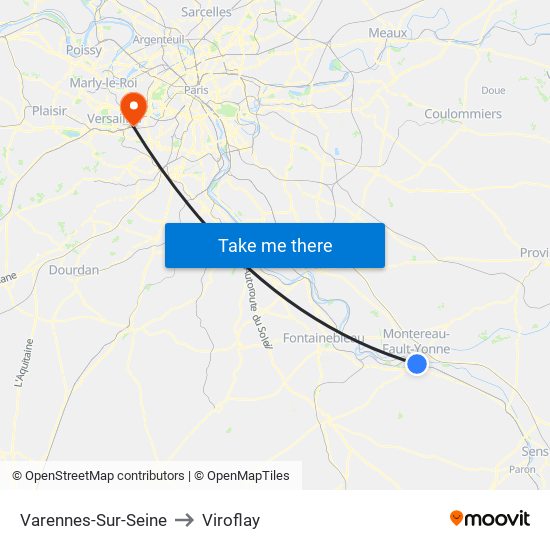 Varennes-Sur-Seine to Viroflay map