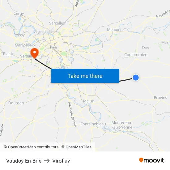 Vaudoy-En-Brie to Viroflay map