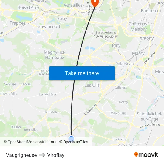 Vaugrigneuse to Viroflay map