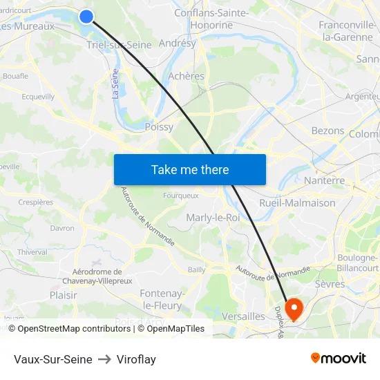 Vaux-Sur-Seine to Viroflay map