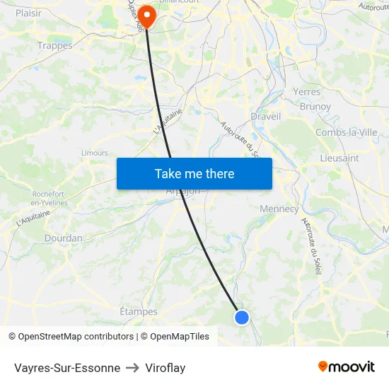 Vayres-Sur-Essonne to Viroflay map