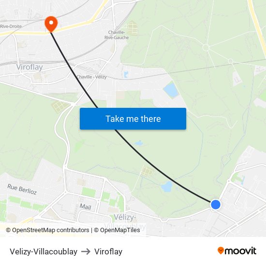 Velizy-Villacoublay to Viroflay map