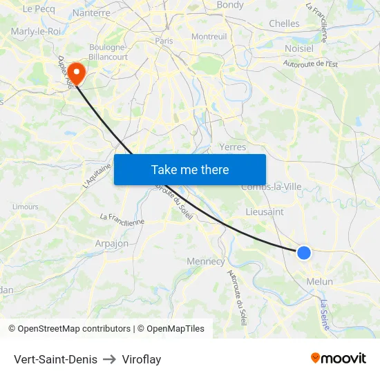 Vert-Saint-Denis to Viroflay map