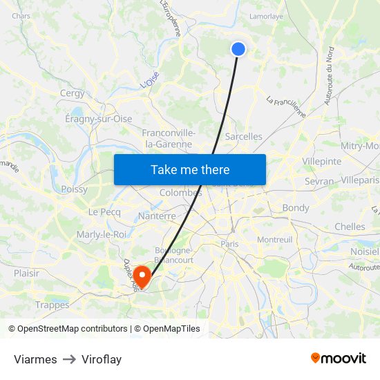 Viarmes to Viroflay map