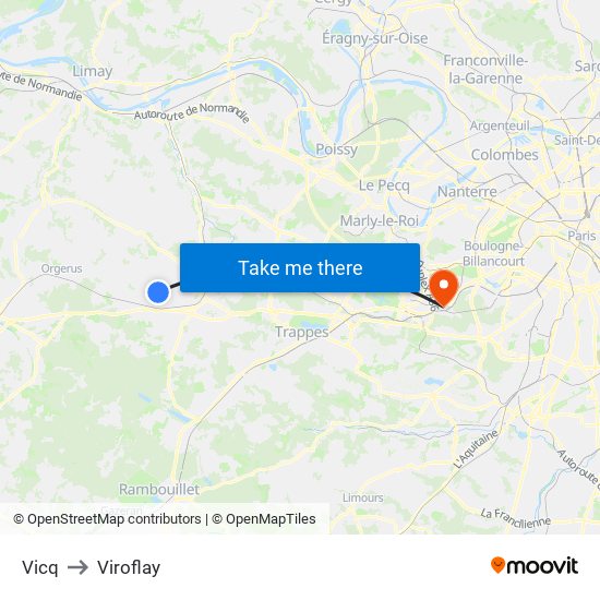 Vicq to Viroflay map