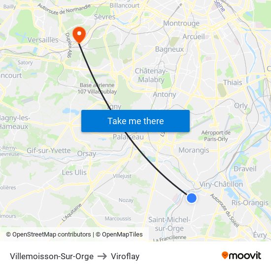 Villemoisson-Sur-Orge to Viroflay map