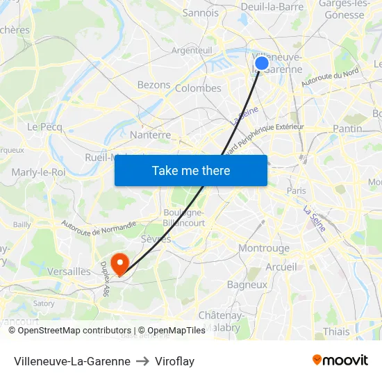 Villeneuve-La-Garenne to Viroflay map