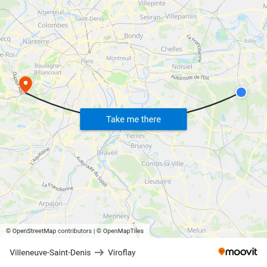 Villeneuve-Saint-Denis to Viroflay map