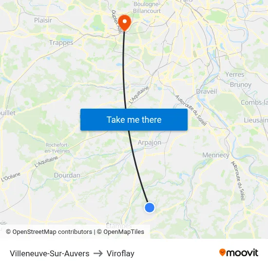 Villeneuve-Sur-Auvers to Viroflay map