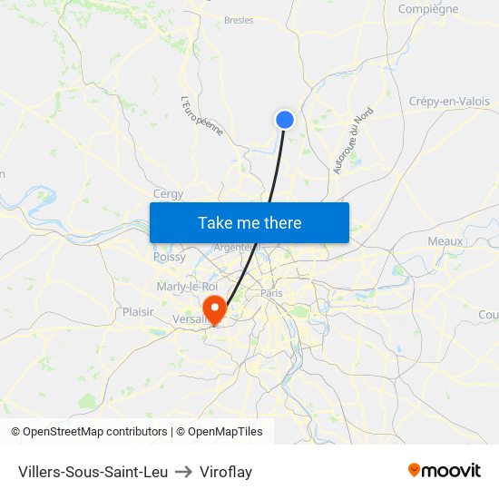 Villers-Sous-Saint-Leu to Viroflay map