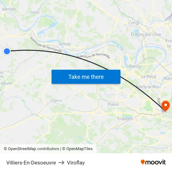 Villiers-En-Desoeuvre to Viroflay map