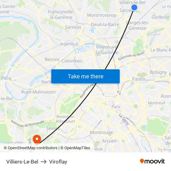 Villiers-Le-Bel to Viroflay map