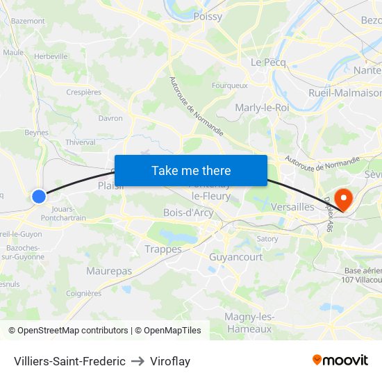 Villiers-Saint-Frederic to Viroflay map