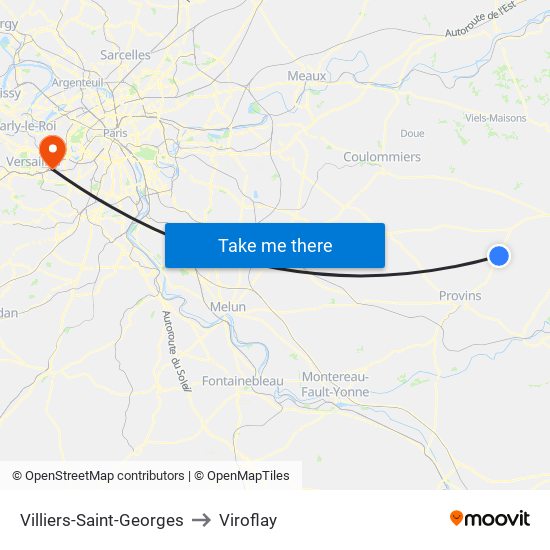 Villiers-Saint-Georges to Viroflay map