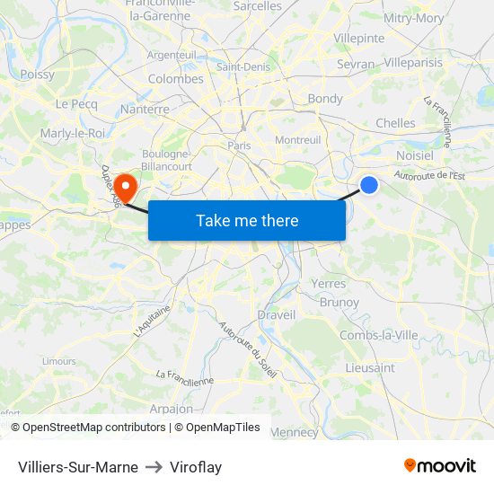 Villiers-Sur-Marne to Viroflay map