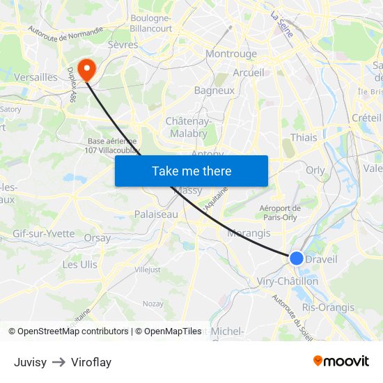Juvisy to Viroflay map