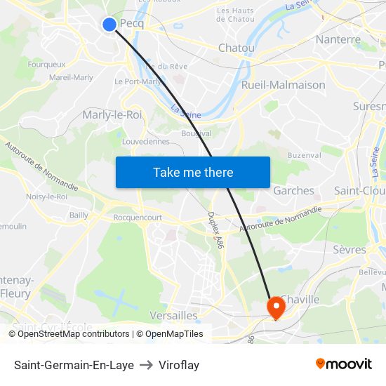 Saint-Germain-En-Laye to Viroflay map