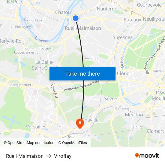 Rueil-Malmaison to Viroflay map