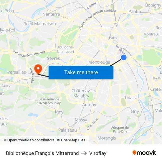 Bibliothèque François Mitterrand to Viroflay map