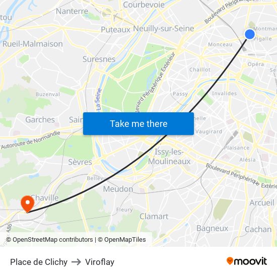 Place de Clichy to Viroflay map