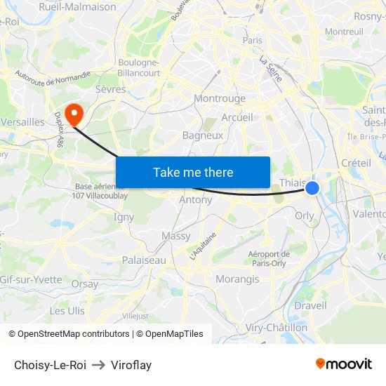Choisy-Le-Roi to Viroflay map