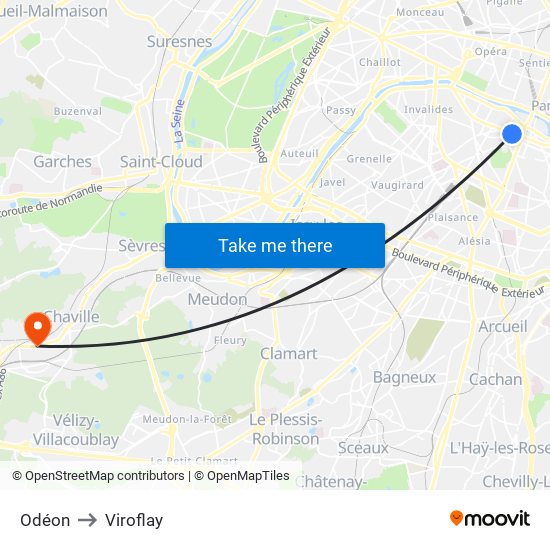 Odéon to Viroflay map