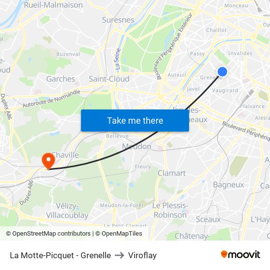 La Motte-Picquet - Grenelle to Viroflay map
