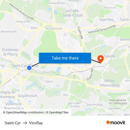 Saint-Cyr to Viroflay map