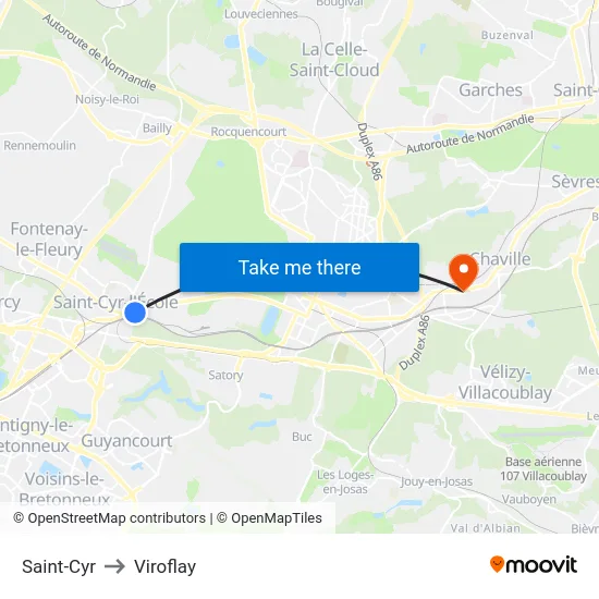 Saint-Cyr to Viroflay map