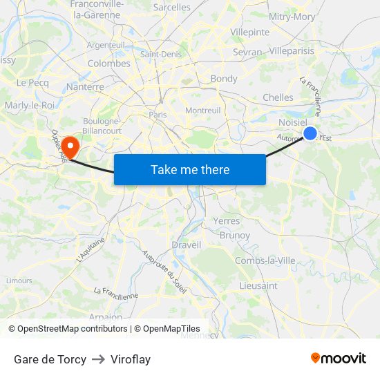 Gare de Torcy to Viroflay map