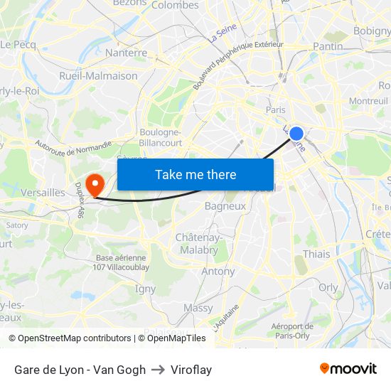 Gare de Lyon - Van Gogh to Viroflay map