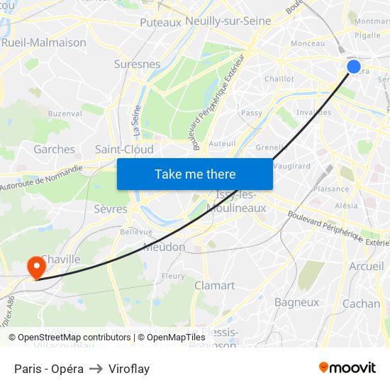Paris - Opéra to Viroflay map