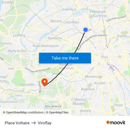 Place Voltaire to Viroflay map