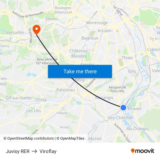 Juvisy RER to Viroflay map