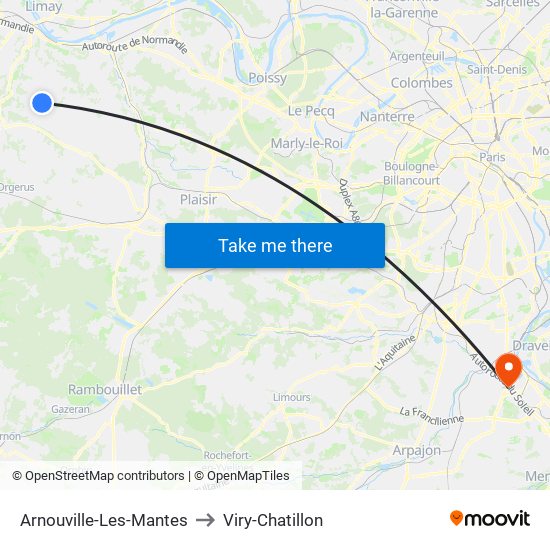 Arnouville-Les-Mantes to Viry-Chatillon map