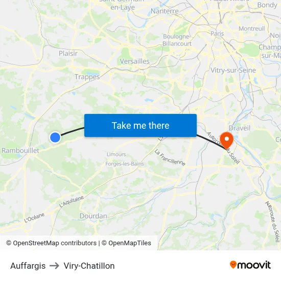 Auffargis to Viry-Chatillon map