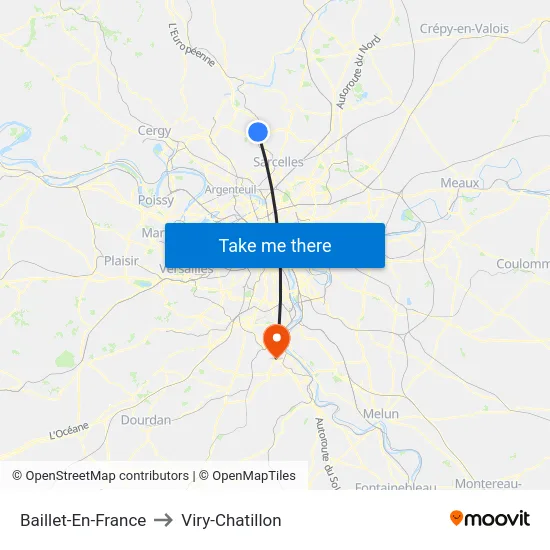 Baillet-En-France to Viry-Chatillon map