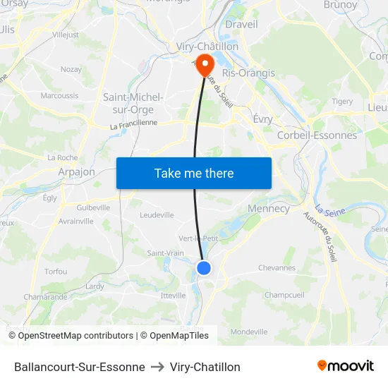 Ballancourt-Sur-Essonne to Viry-Chatillon map