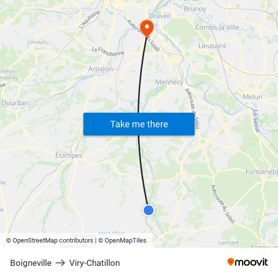 Boigneville to Viry-Chatillon map