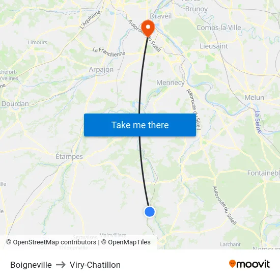 Boigneville to Viry-Chatillon map