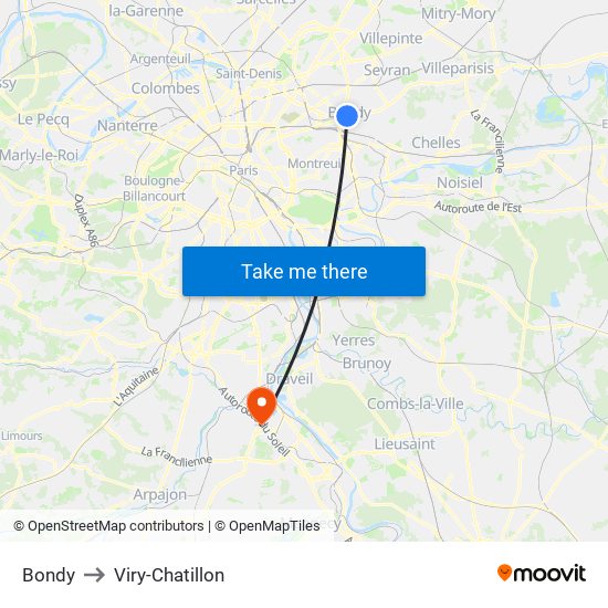 Bondy to Viry-Chatillon map