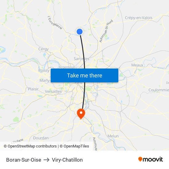 Boran-Sur-Oise to Viry-Chatillon map