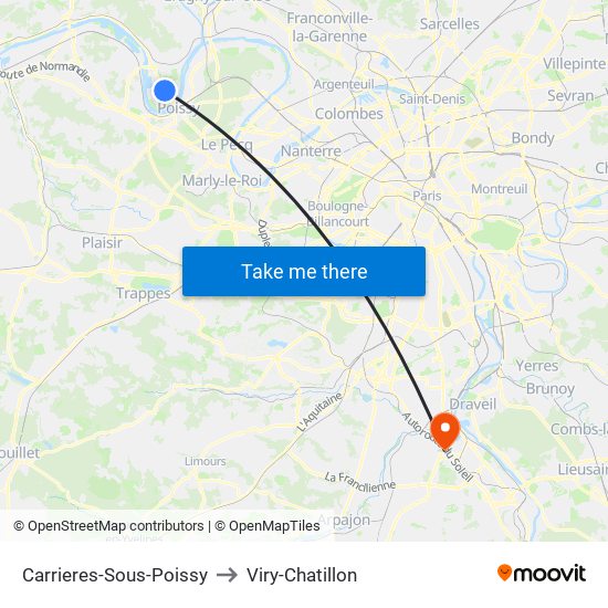 Carrieres-Sous-Poissy to Viry-Chatillon map